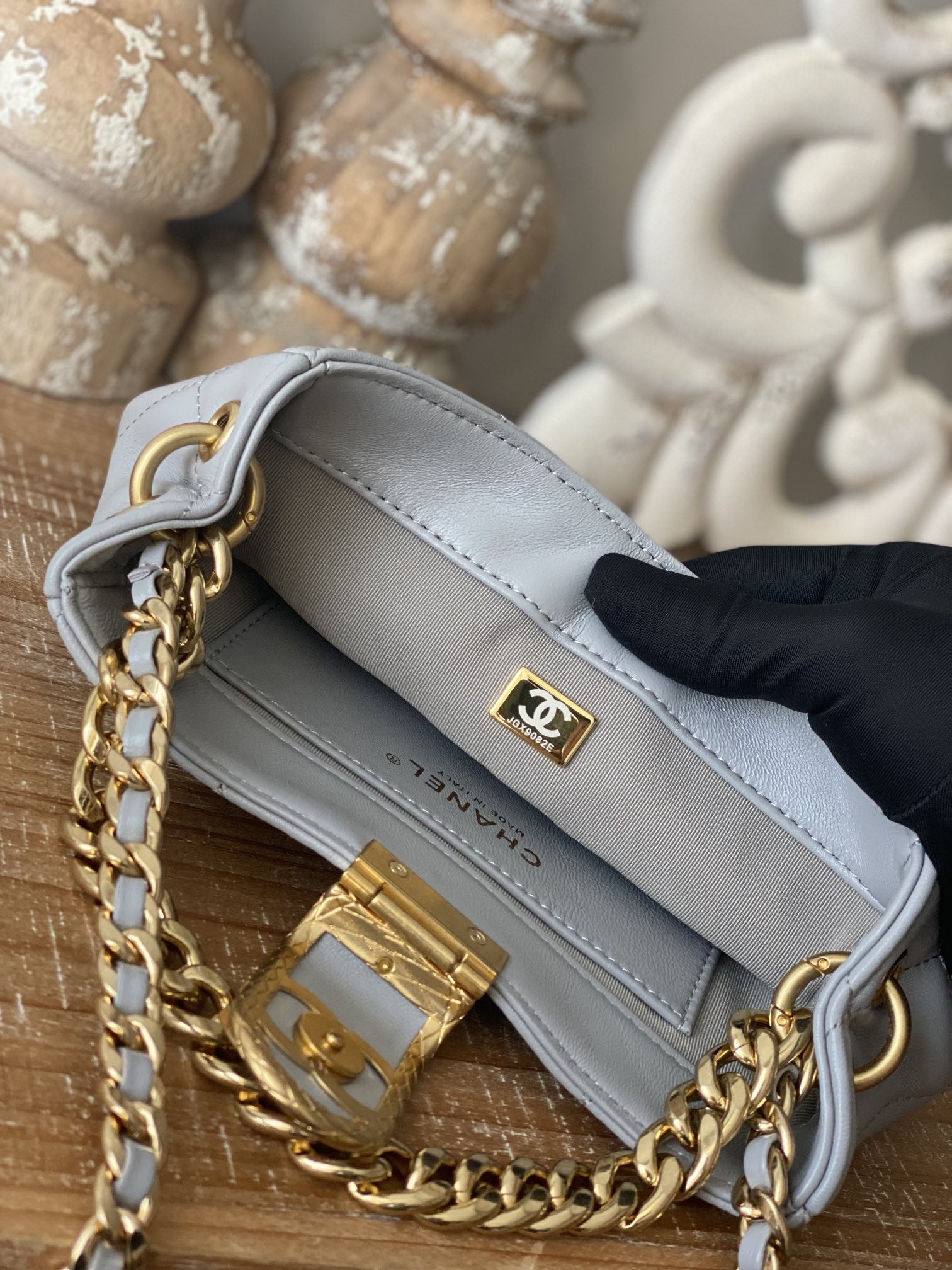 CHLSmall Hobo Bag Gold Hardware Grey For Women, Women’s Handbags, Shoulder Bags 7.5in/19cm