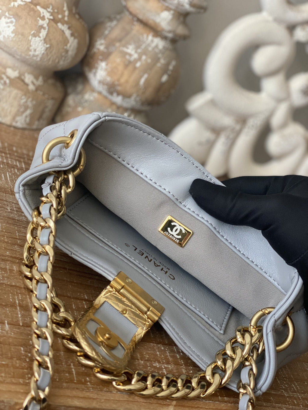 CHLSmall Hobo Bag Gold Hardware Grey For Women Handbags, Shoulder Bags 7.5in/19cm