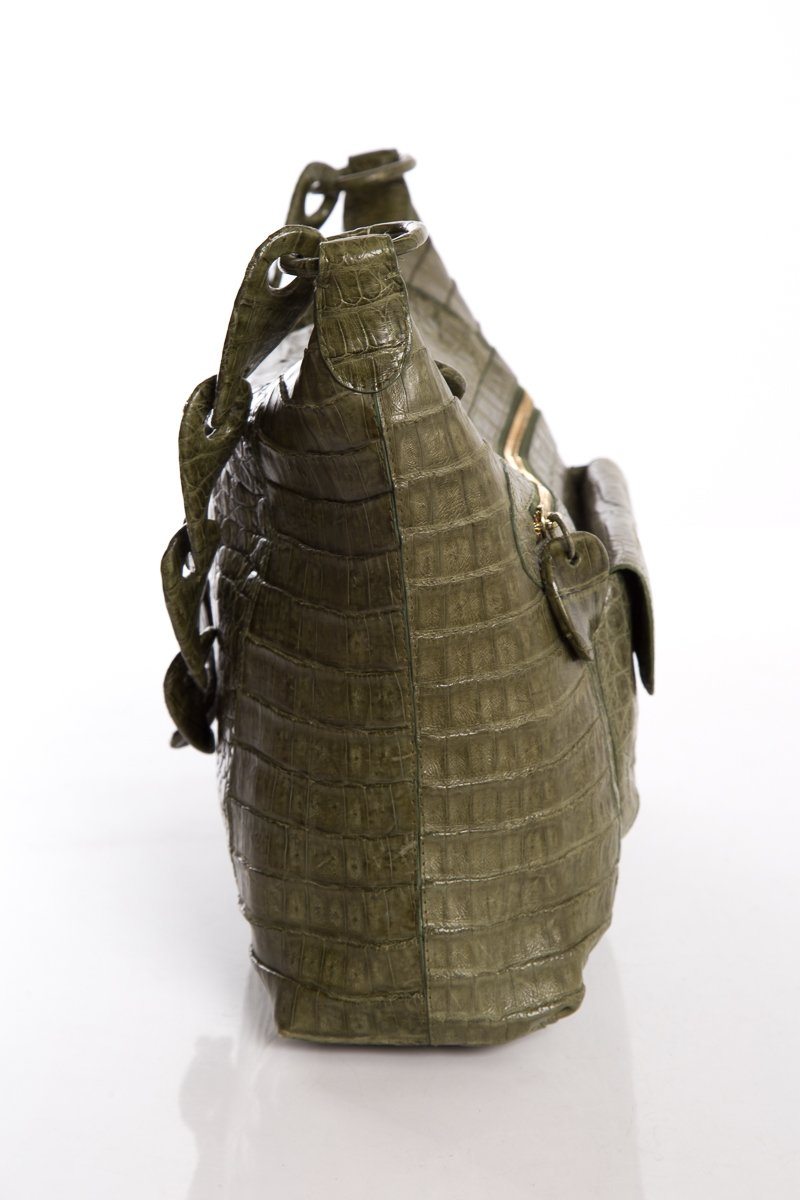 Nancy Gonzalez Green Genuine Crocodile Shoulder Bag