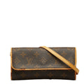 Louis Vuitton Monogram Pochette Twin PM Shoulder Bag M51854 Brown PVC Leather  Louis Vuitton