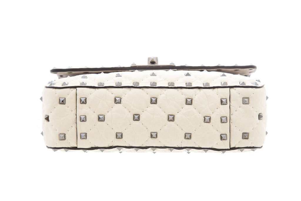 Valentino Ivory Rockstud Flap Quilted Leather Handbag