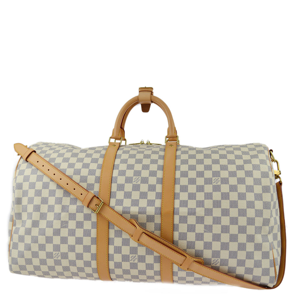 Louis Vuitton Damier Azur Keepall Bandouliere 55 Duffle Bag N41429