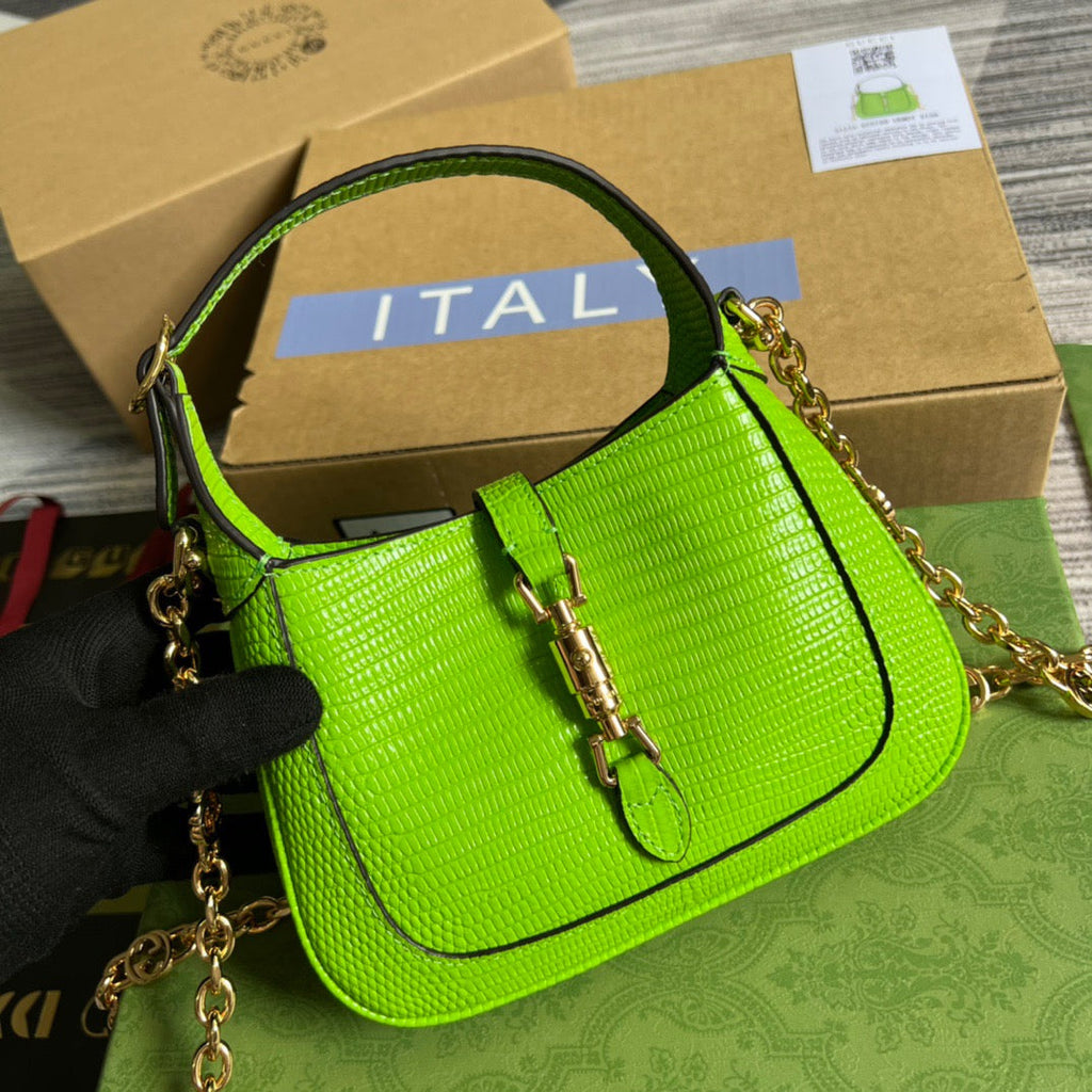 gg Jackie 1961 Lizard Mini Bag Yellow For Women, Women’s Bags 7.5in/19cm gg ‎