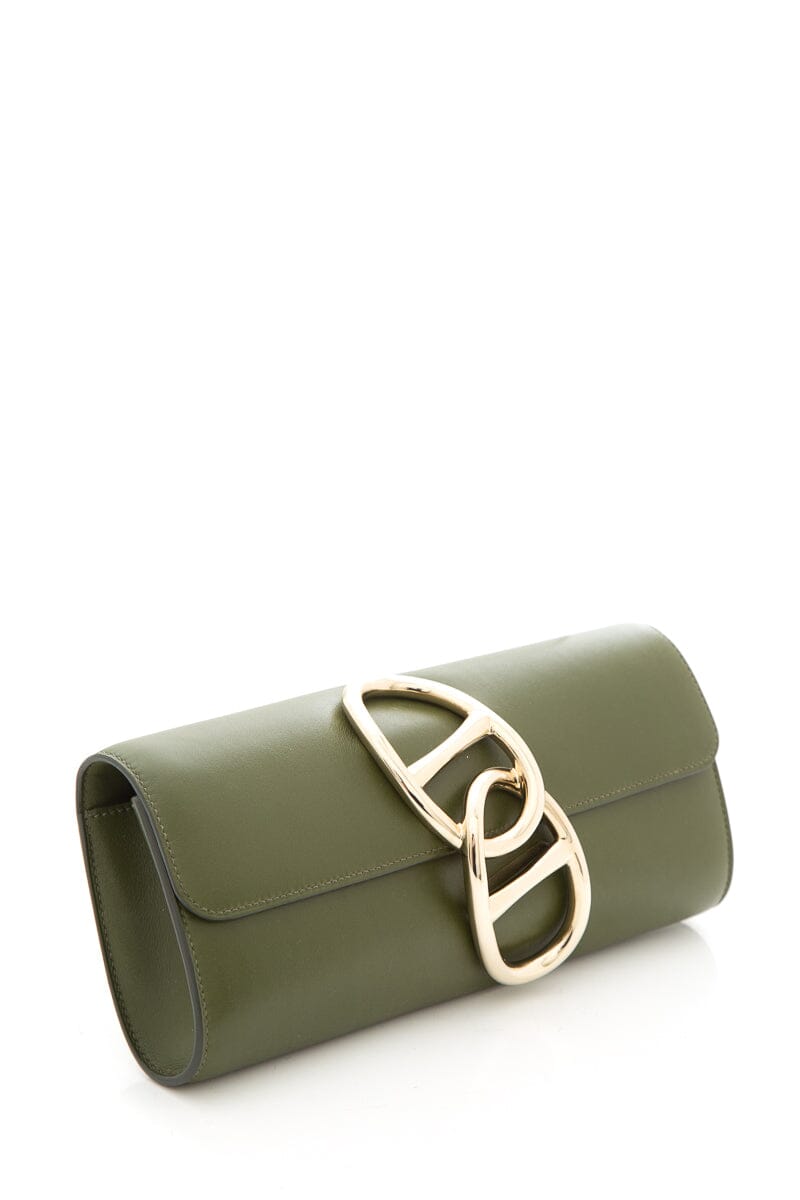 HermÃƒÆ’Ã‚Â¨s 2013 Q EGEE Dark Green Box Calf Clutch