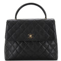 CHANEL Vintage Classic Top Handle Flap Bag Quilted Caviar Jumbo