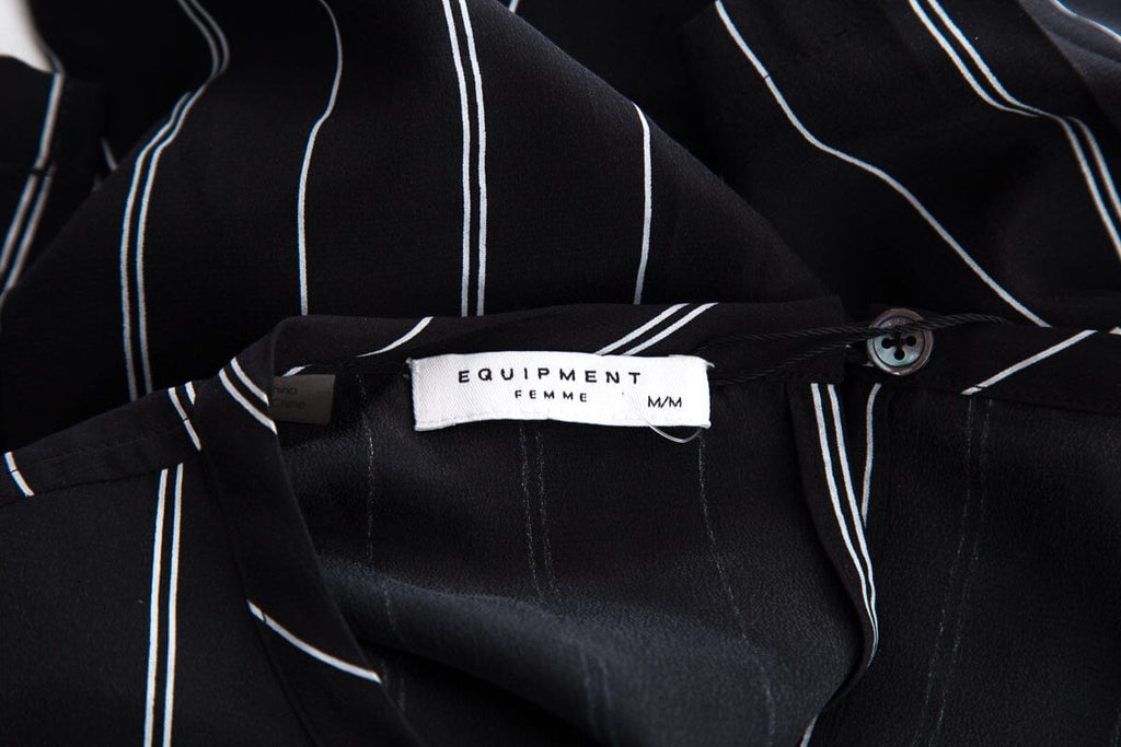 Equipment Black & White Striped Shift Dress SZ M