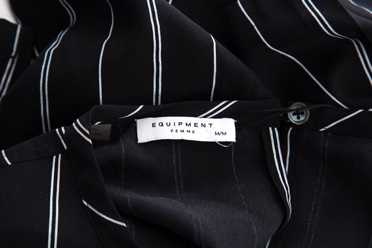 Equipment Black & White Striped Shift Dress SZ M