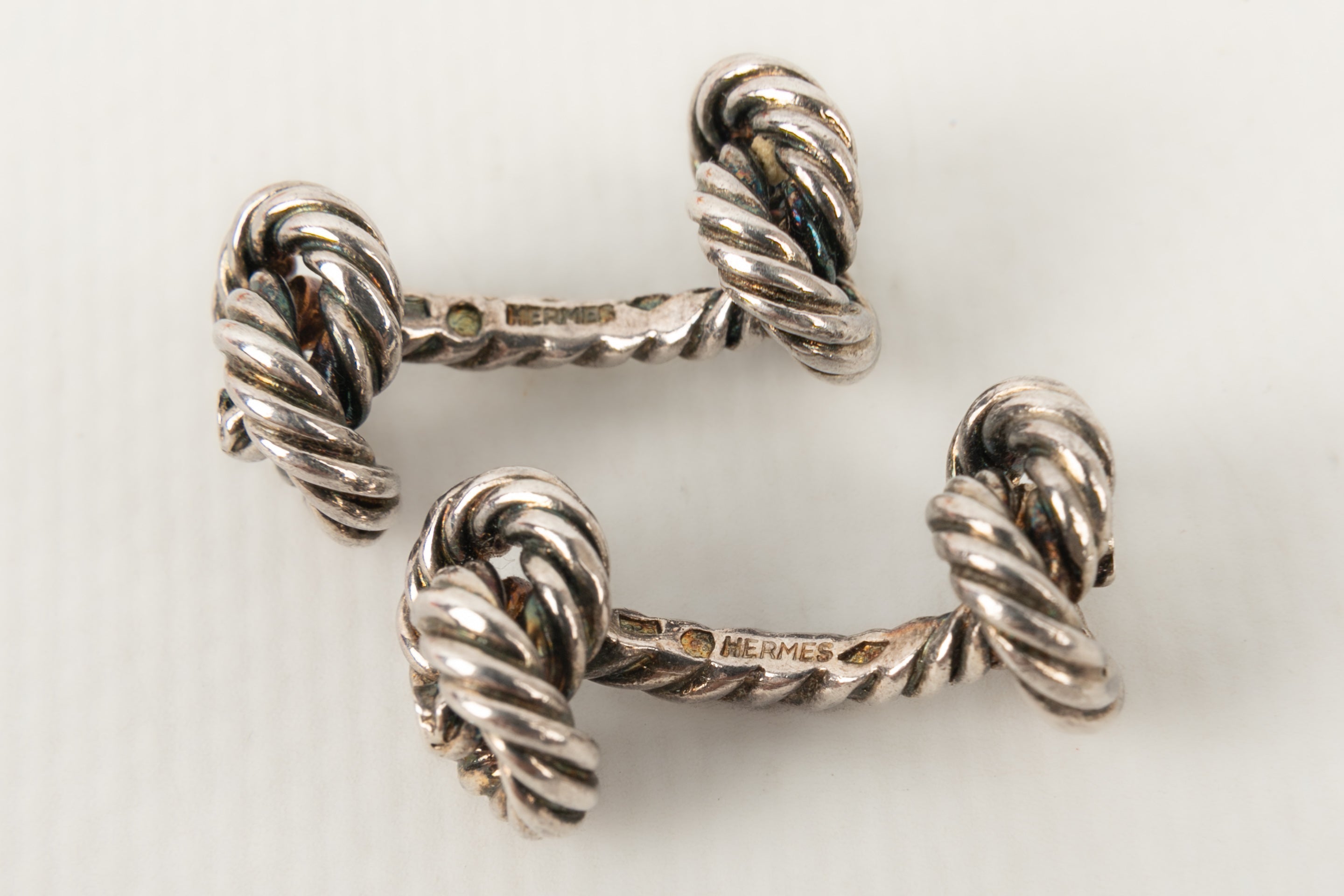 Boutons de manchette en argent HermÃƒÆ’Ã‚Â¨s