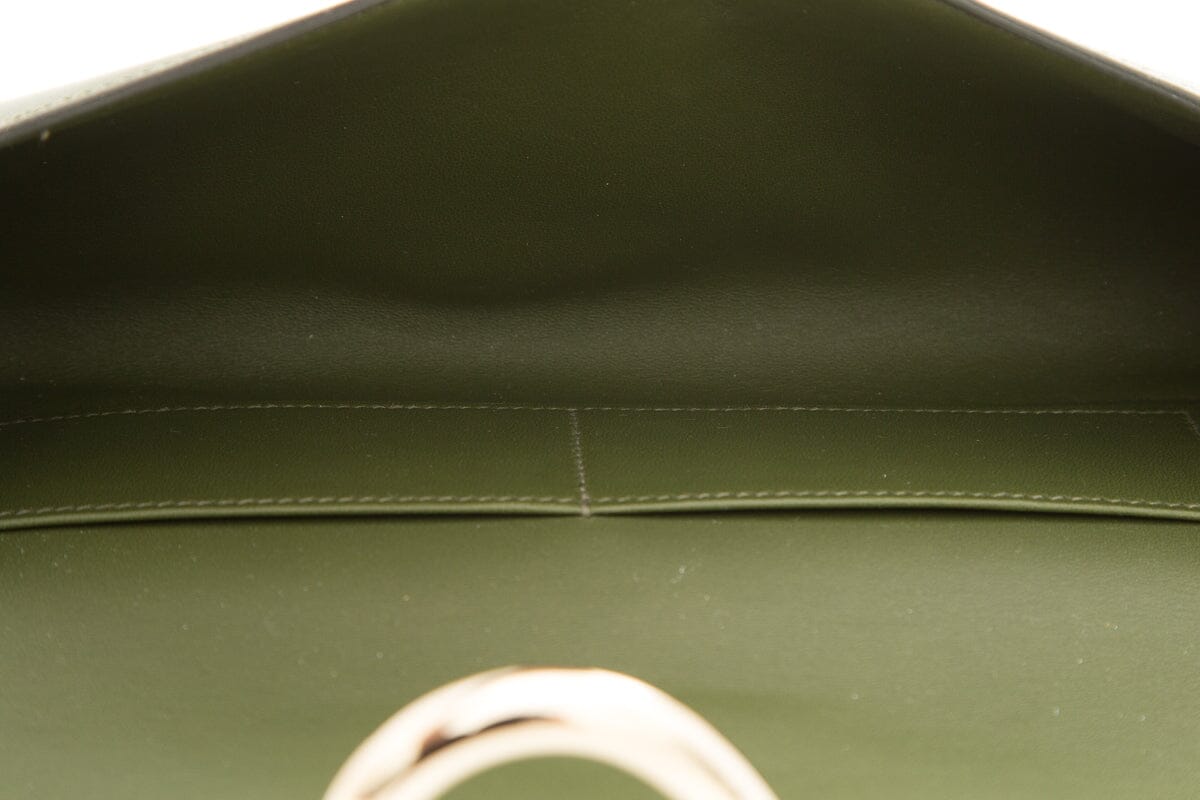 HermÃƒÆ’Ã‚Â¨s 2013 Q EGEE Dark Green Box Calf Clutch