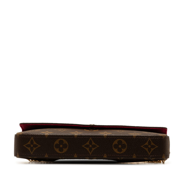 Louis Vuitton Monogram Pochette Felice Chain Shoulder Bag M81896 Brown Fuschia PVC Leather  Louis Vuitton