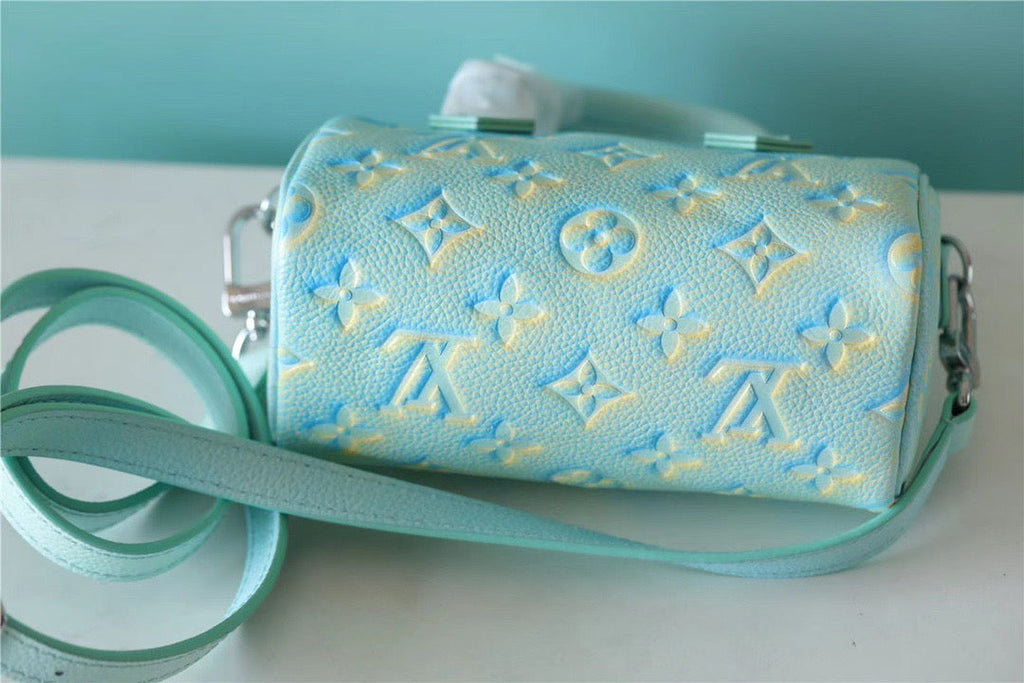LV Nano Speedy Monogram Empreinte Vert D’eau Green For Women,  Shoulder And Crossbody Bags 16cm/6.3in LV 