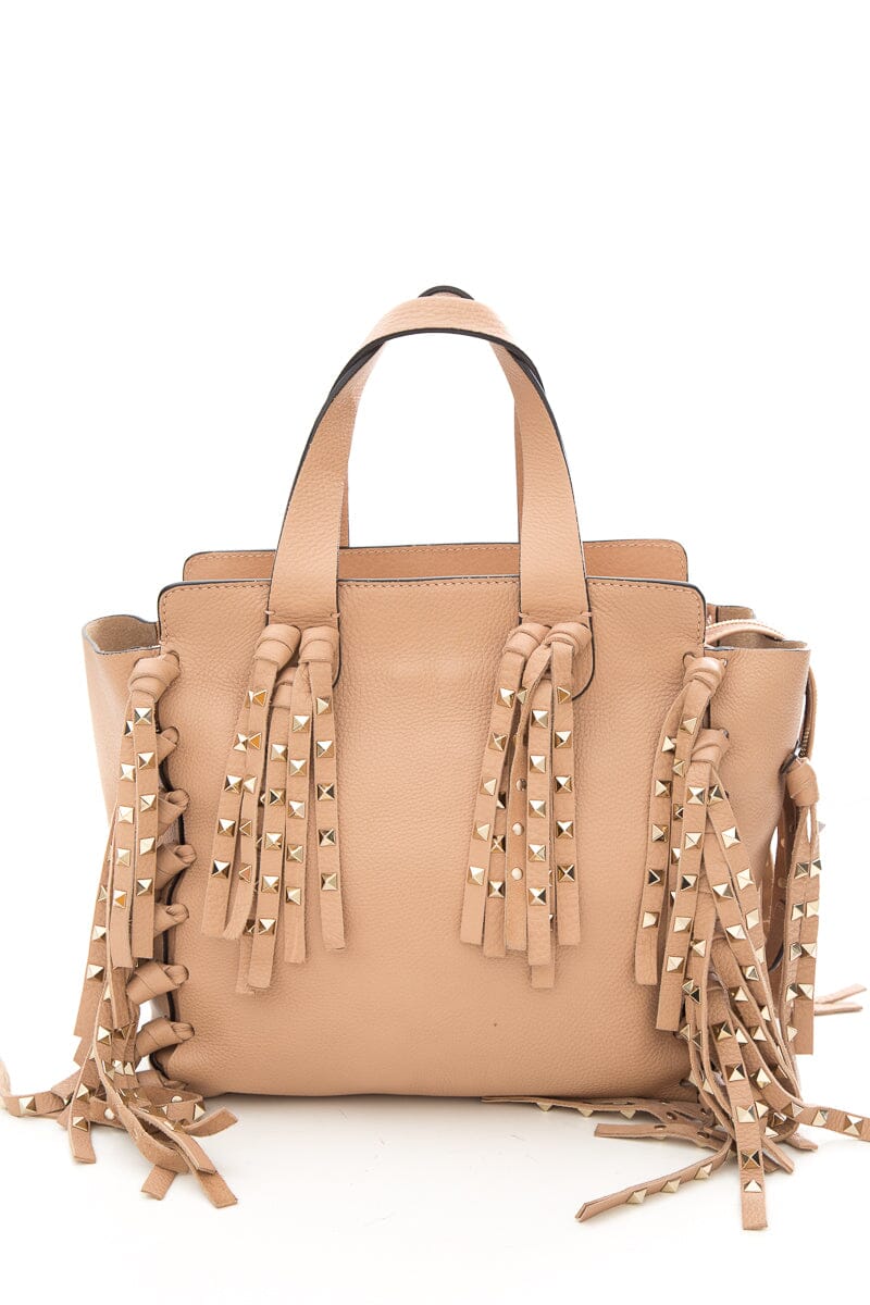 Valentino Garavani C ROCKEE Blush Fringe Rockstud Tote