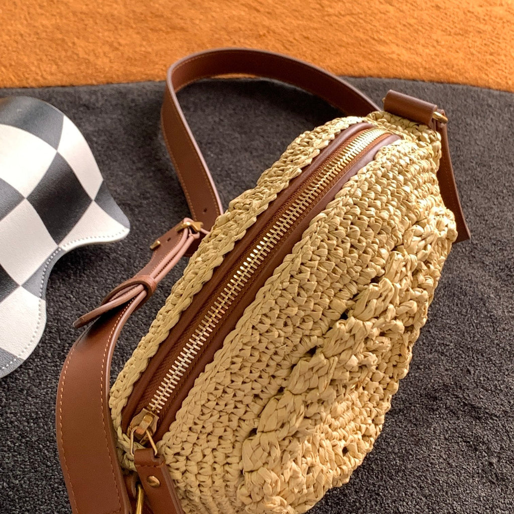 GLAMI Sac Rond Bag In Raffia For Women 8.3in/21cm YSL Brown 685601GAAAA2080