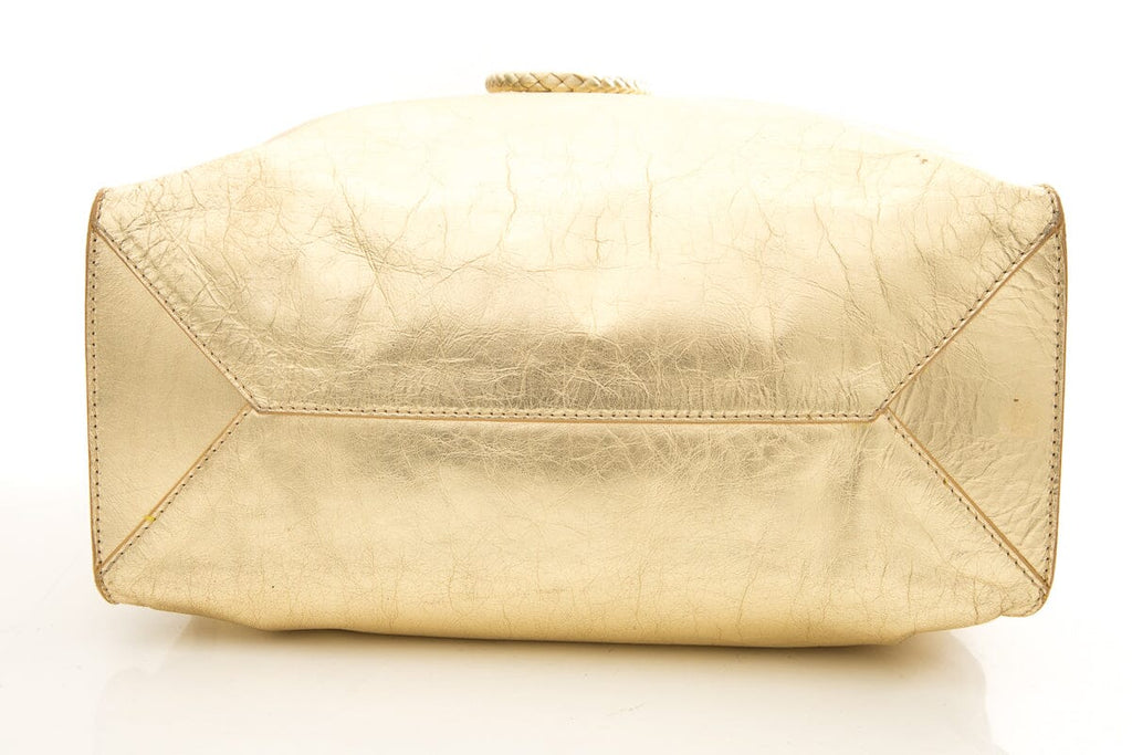Marc Jacobs Gold Logo Leather Tote