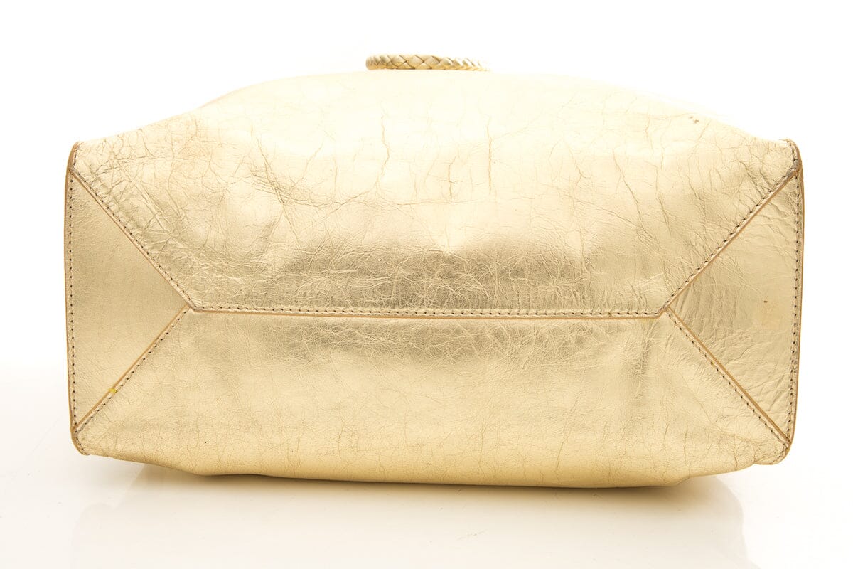 Marc Jacobs Gold Logo Leather Tote
