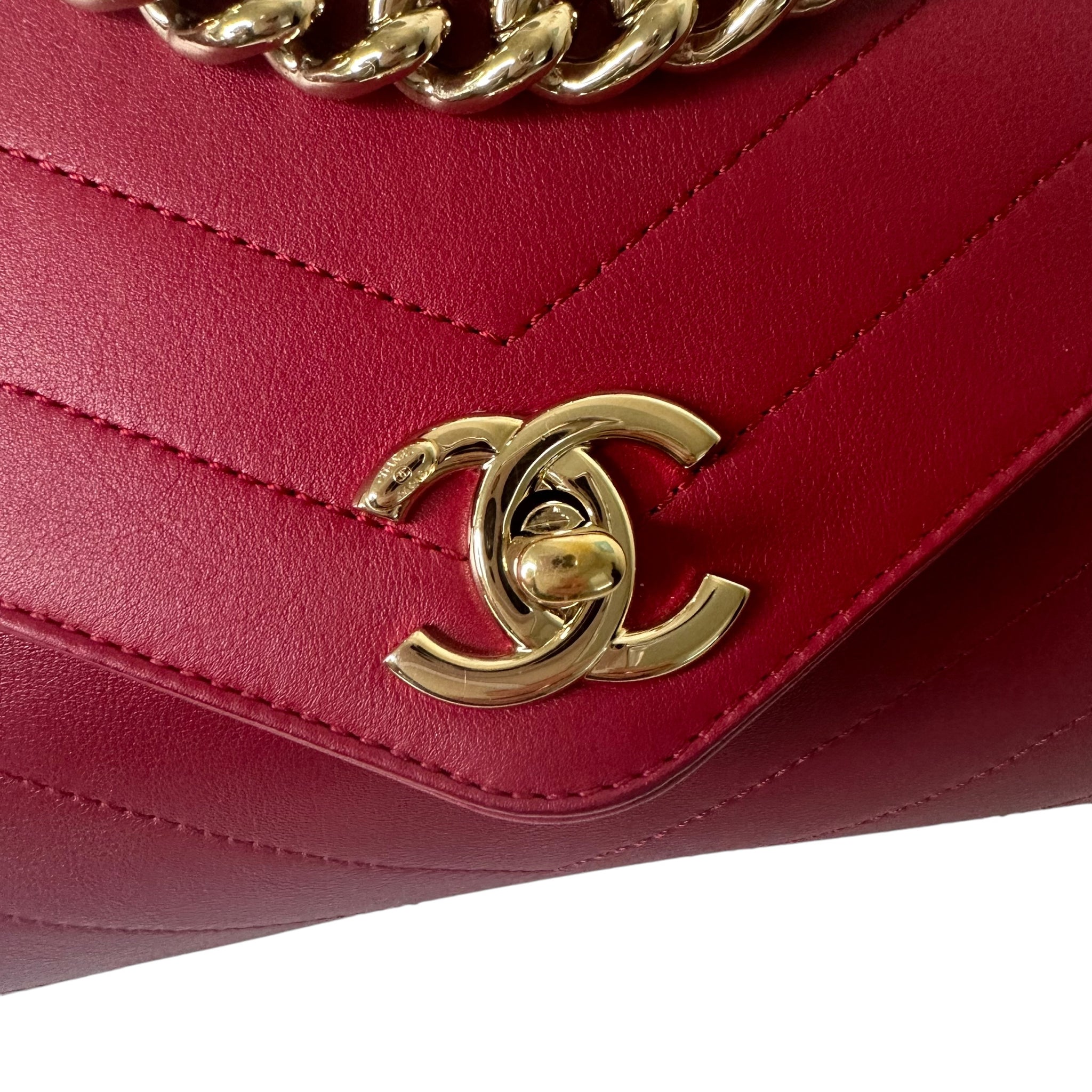 CHANEL Chevron Quilited Red Bag