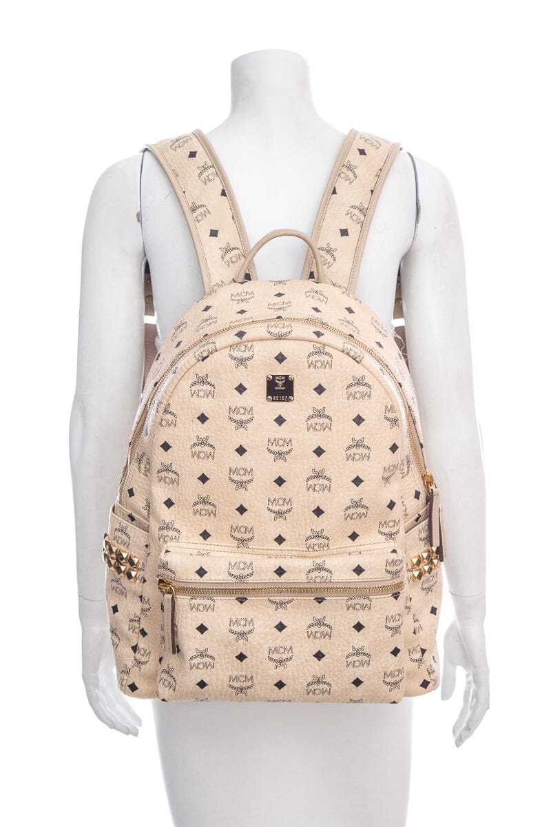 MCM Beige Leather Monogram Backpack