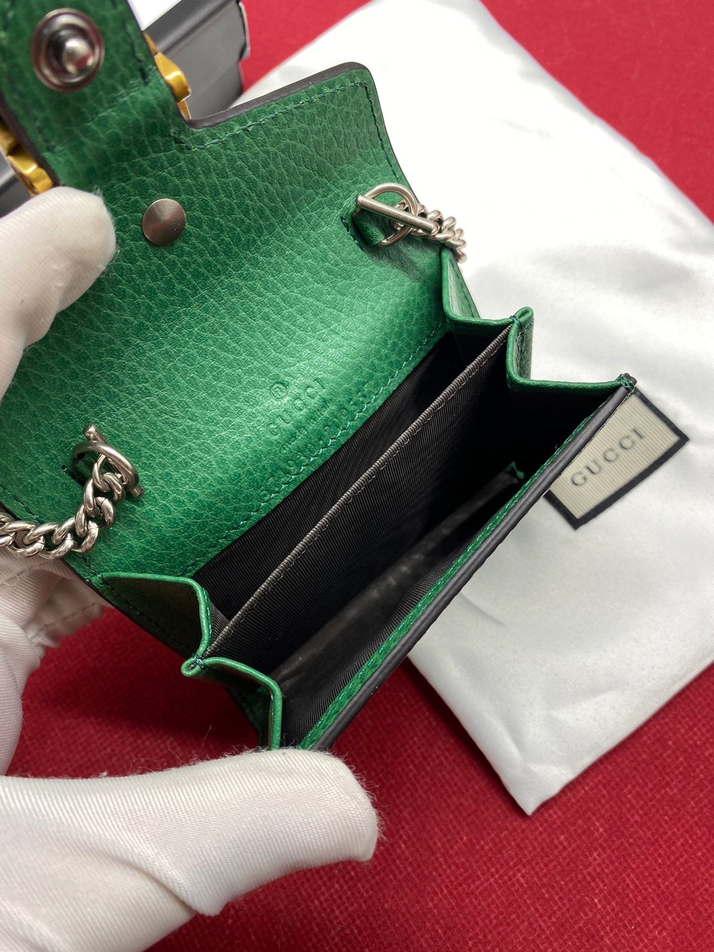 Glami Super Mini GLAMIonysus Chain Bag Emerald Green Metal-Free Tanned For Women 4in/11cm Glami
