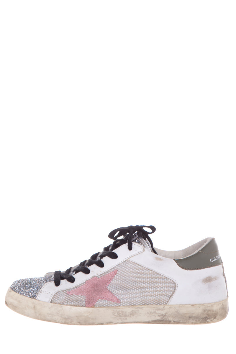 Golden Goose White & Multi Giltter Sneakers  SZ 38