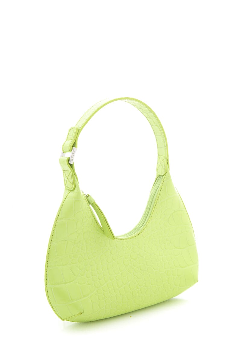 By Far "Amber" Lime  Embossed Croc Leather Handbag