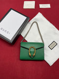 Glami Super Mini GLAMIonysus Chain Bag Emerald Green Metal-Free Tanned For Women 4in/11cm Glami