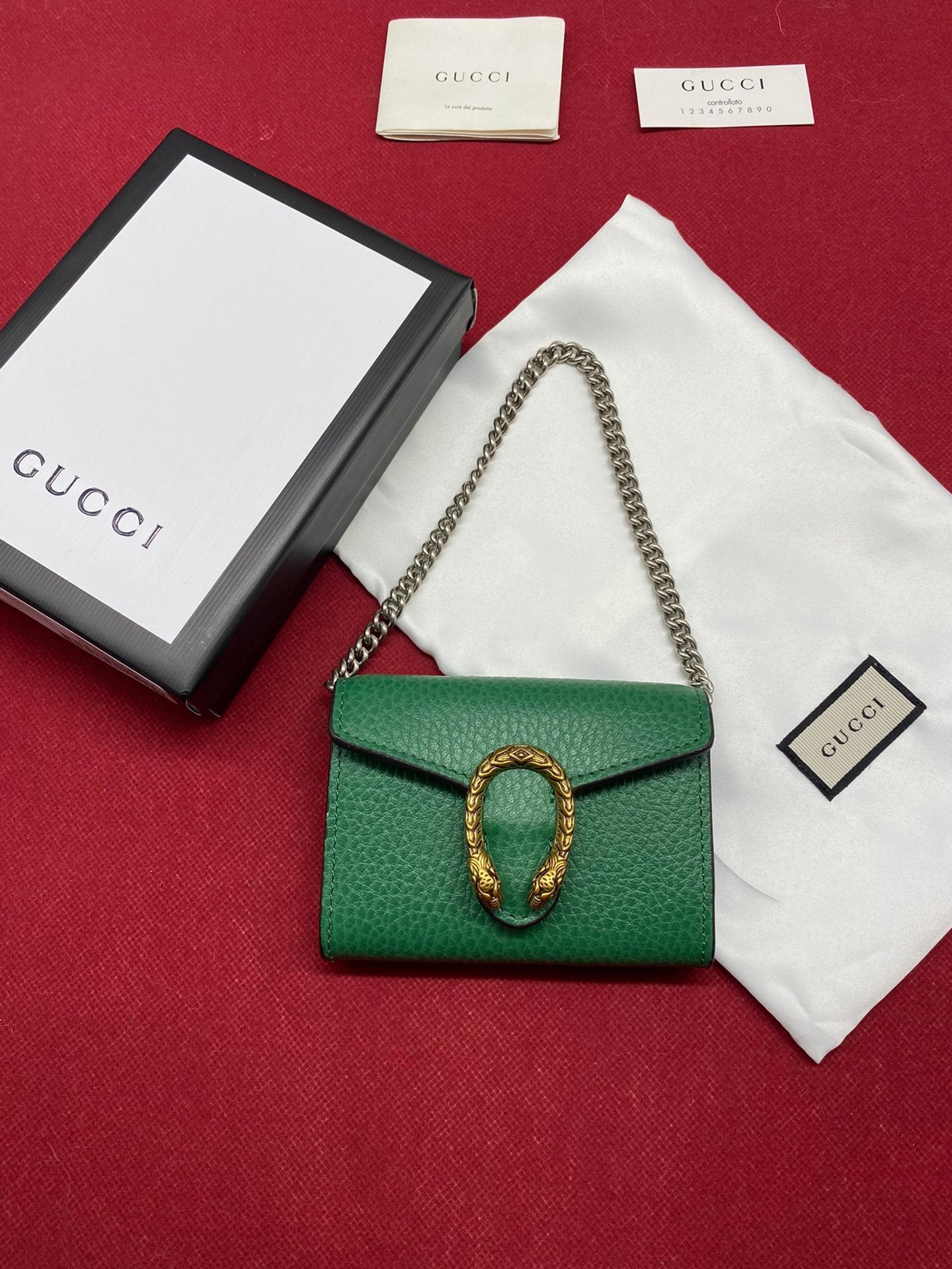 Glami Super Mini GLAMIonysus Chain Bag Emerald Green Metal-Free Tanned For Women 4in/11cm Glami