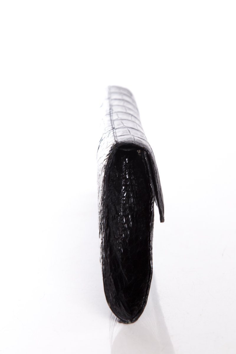 Nancy Gonzalez Black Crocodile Envelope Clutch