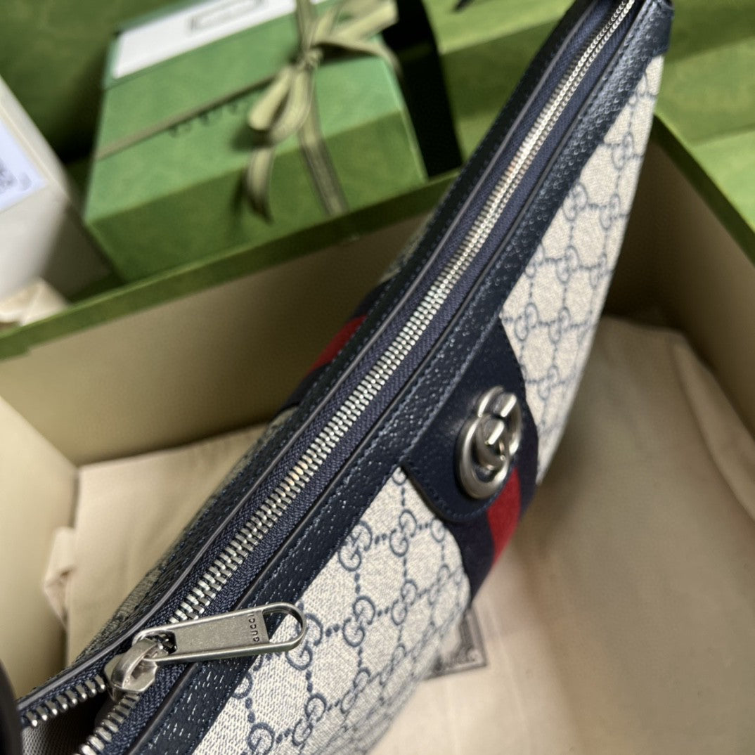 gg Ophidia gg Small Shoulder Bag Beige And Blue gg Supreme Canvas For Women 12in/30cm 598125 2ZGMN 4076