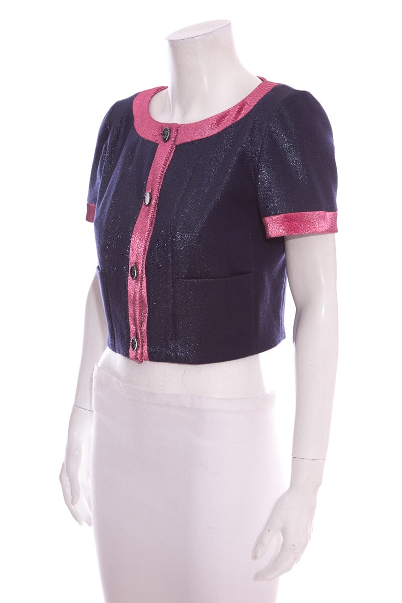 Chanel ICON 2022 Blue & Pink Short Sleeve Jacket SZ 38 NWT