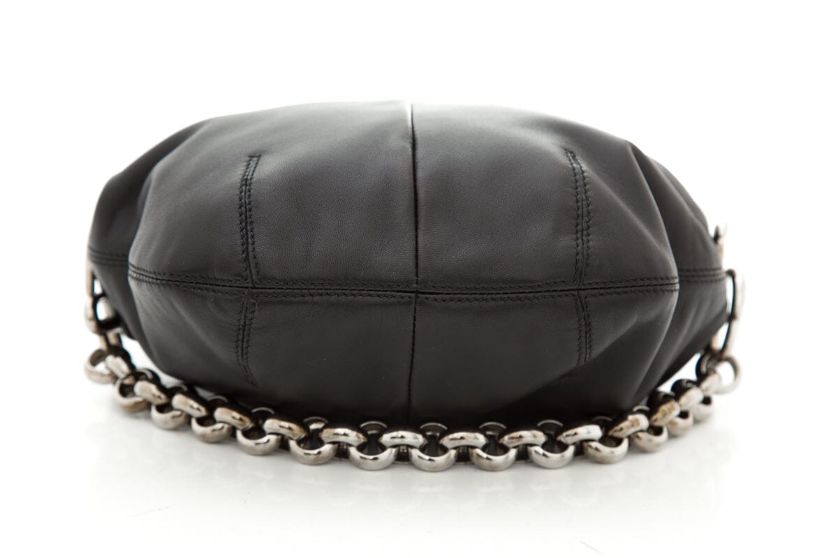 Loewe Black Logo Chain Handle Lambskin Handbag