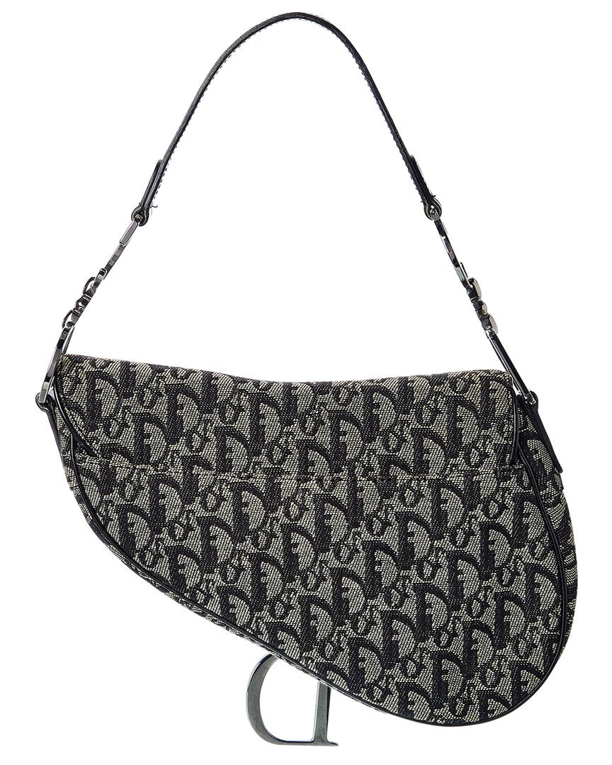 Dior Black Canvas Oblique Saddle Bag ( )