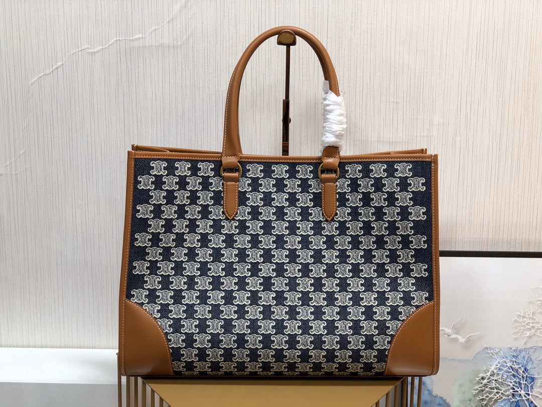 GLAMI Horizontal Cabas In Textile With Triomphe Embroidery Denim For Women 17in/43cmÃƒâ€šÃ‚Â 