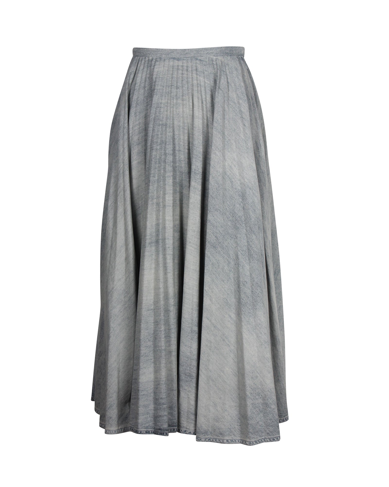 Dior Pleated Midi Length Skirt in Light Blue Denim