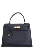 HermÃƒÆ’Ã‚Â¨s Vintage 1979 Kelly 28 CM ChÃƒÆ’Ã‚Â¨vre Leather in Bleu Marine with Gold Hardware