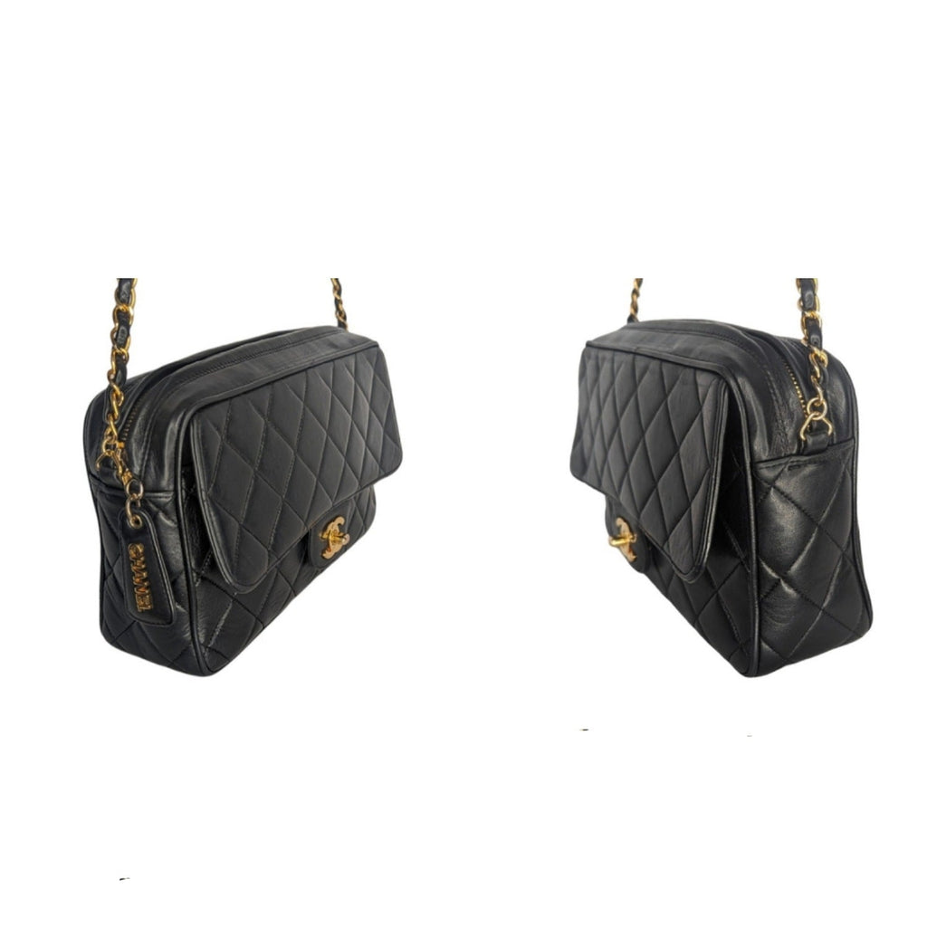 Chanel Vintage Lambskin Quilted Front Pocket Camera Bag