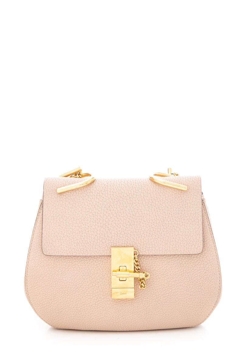 Chloe Pink Grained Lambskin Drew Shoulder Handbag
