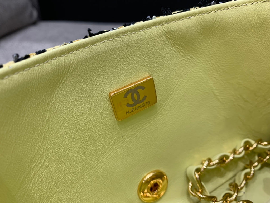 CHLMini Yellow Tweed Flap Bag For Women 20cm/7.5in