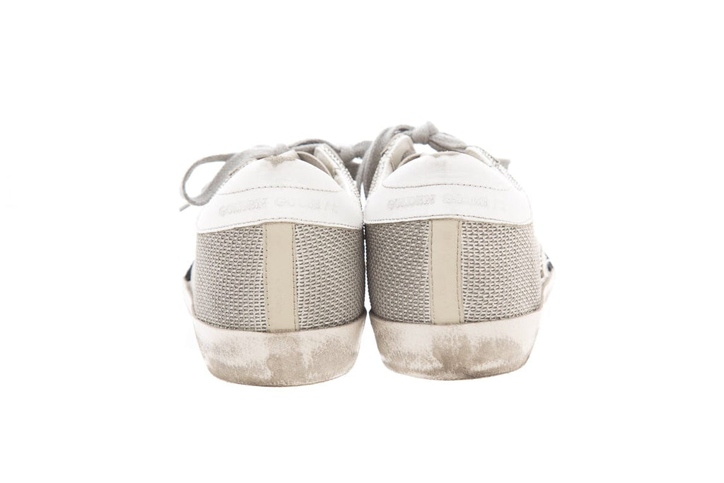 Golden Goose Grey Netting Black Star Super Star Sneakers SZ 35