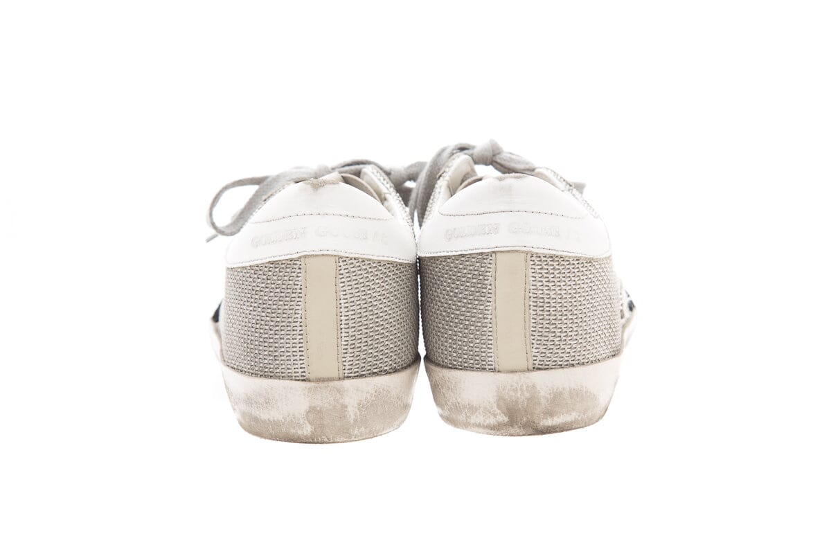 Golden Goose Grey Netting Black Star Super Star Sneakers SZ 35