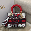 GLAMI MeGLAMIum Lady D-Lite Bag Multicolor Cupidon Embroidery, Red/Latte Handbags, 24cm CD M0565OTQG_M941