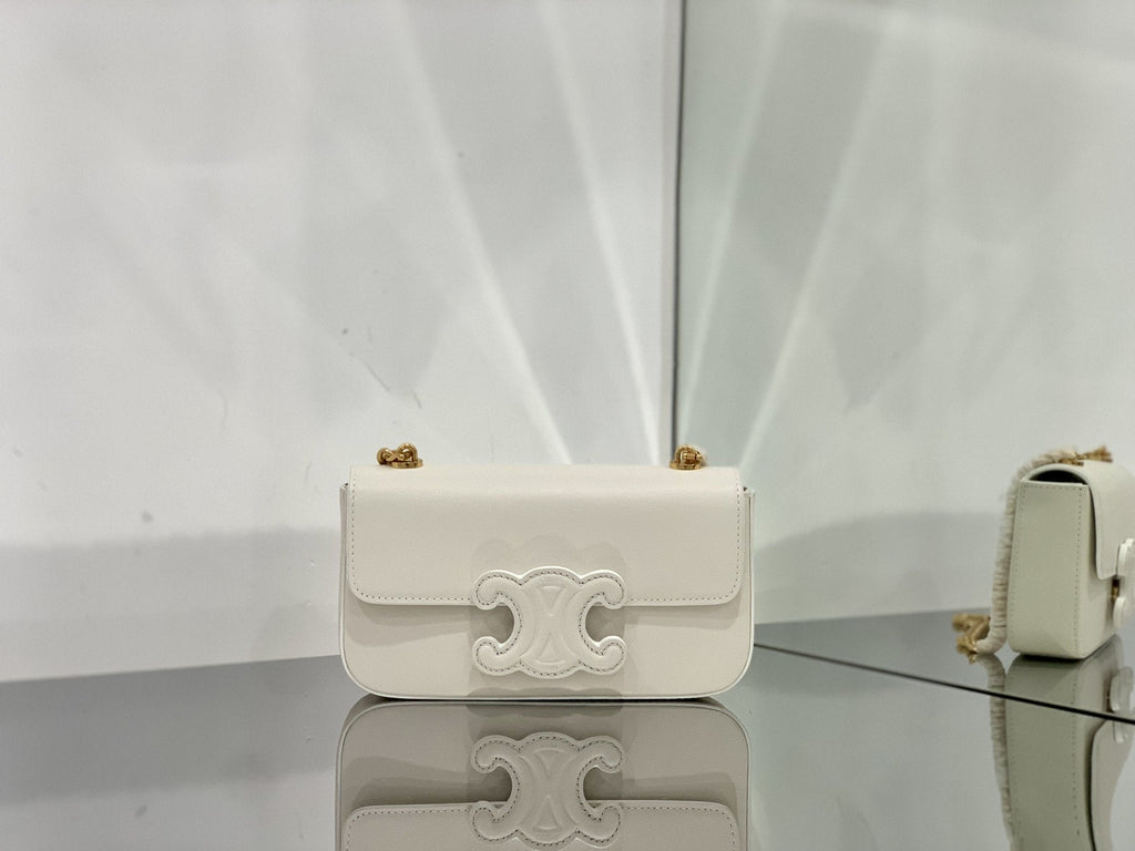 GLAMI Chain Shoulder Bag Cuir Triomphe White For Women 7.9in/20cm