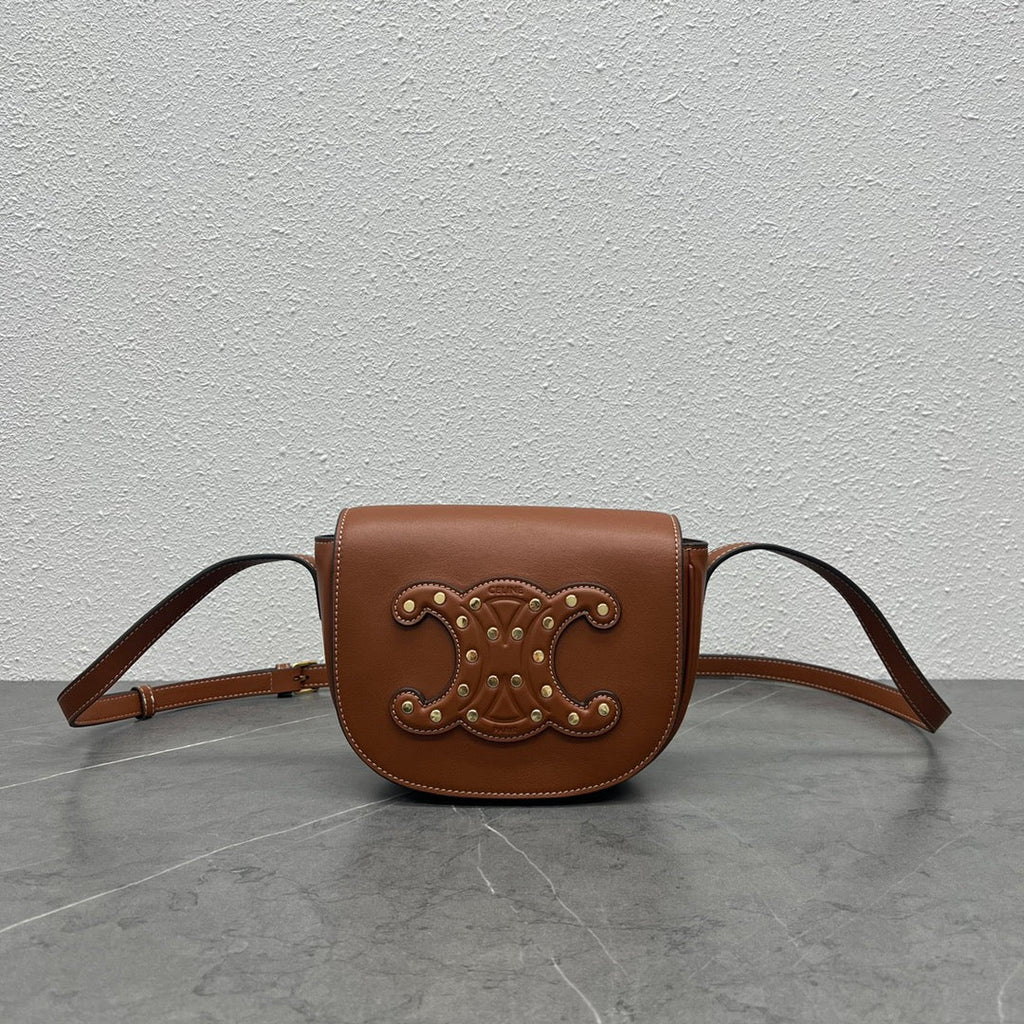 CE Folco Cuir Triomphe With Studs Brown For Women 7in/19cm 198263DU9.04LU