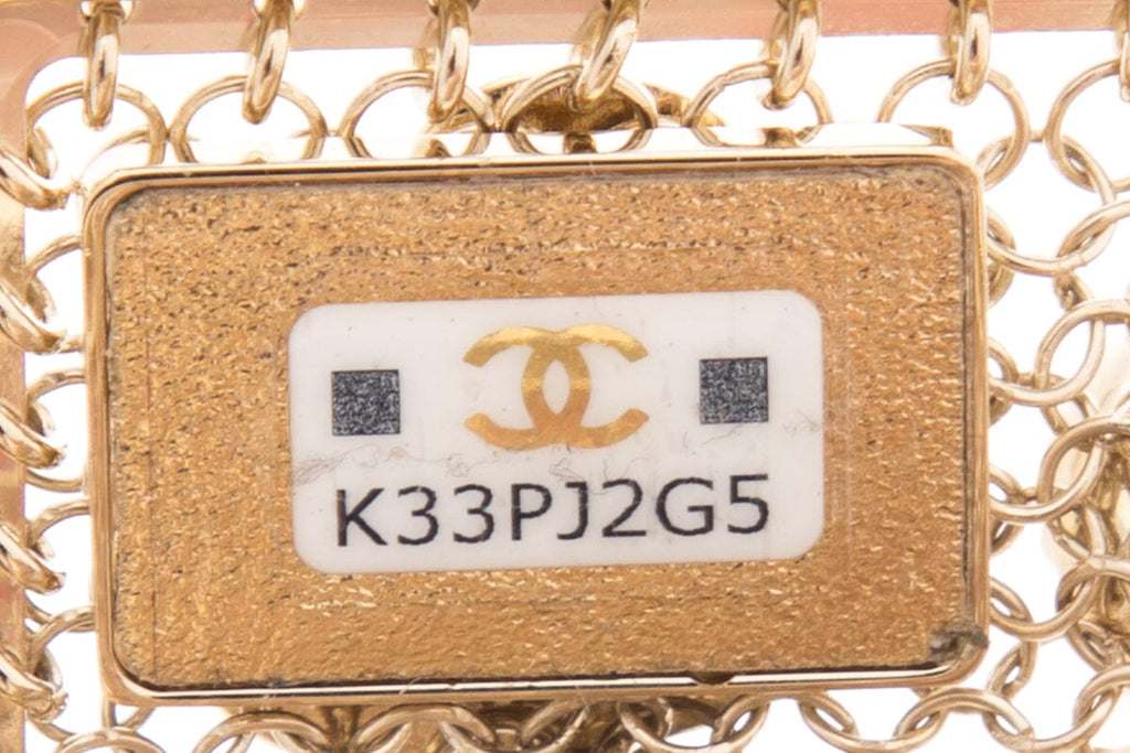 Chanel Gold & Charm Embellished Frame Pouch Chain Necklace