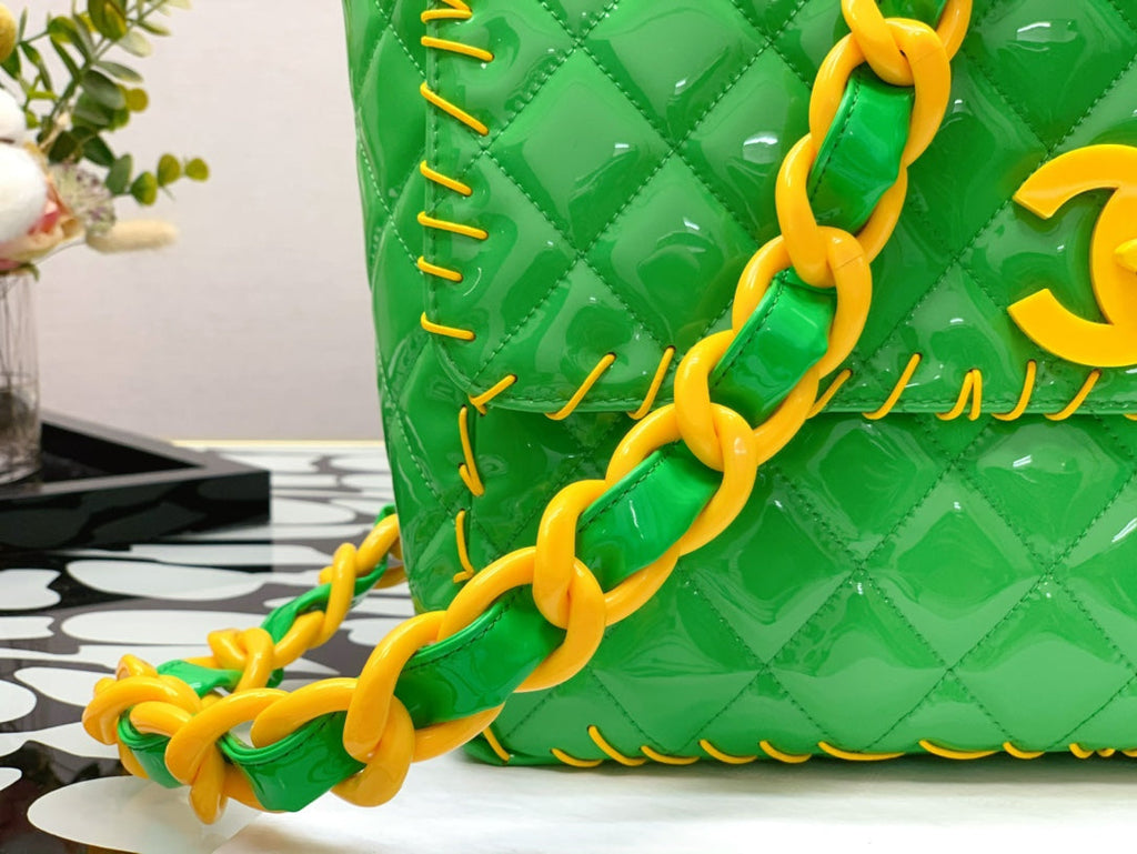 CHLVinyl Classic Green and Yellow Shoulder bag For Women 29cm/11.5in