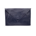 FENDI Vintage Black Embossed Portfolio Envelope Clutch Bag With Strap