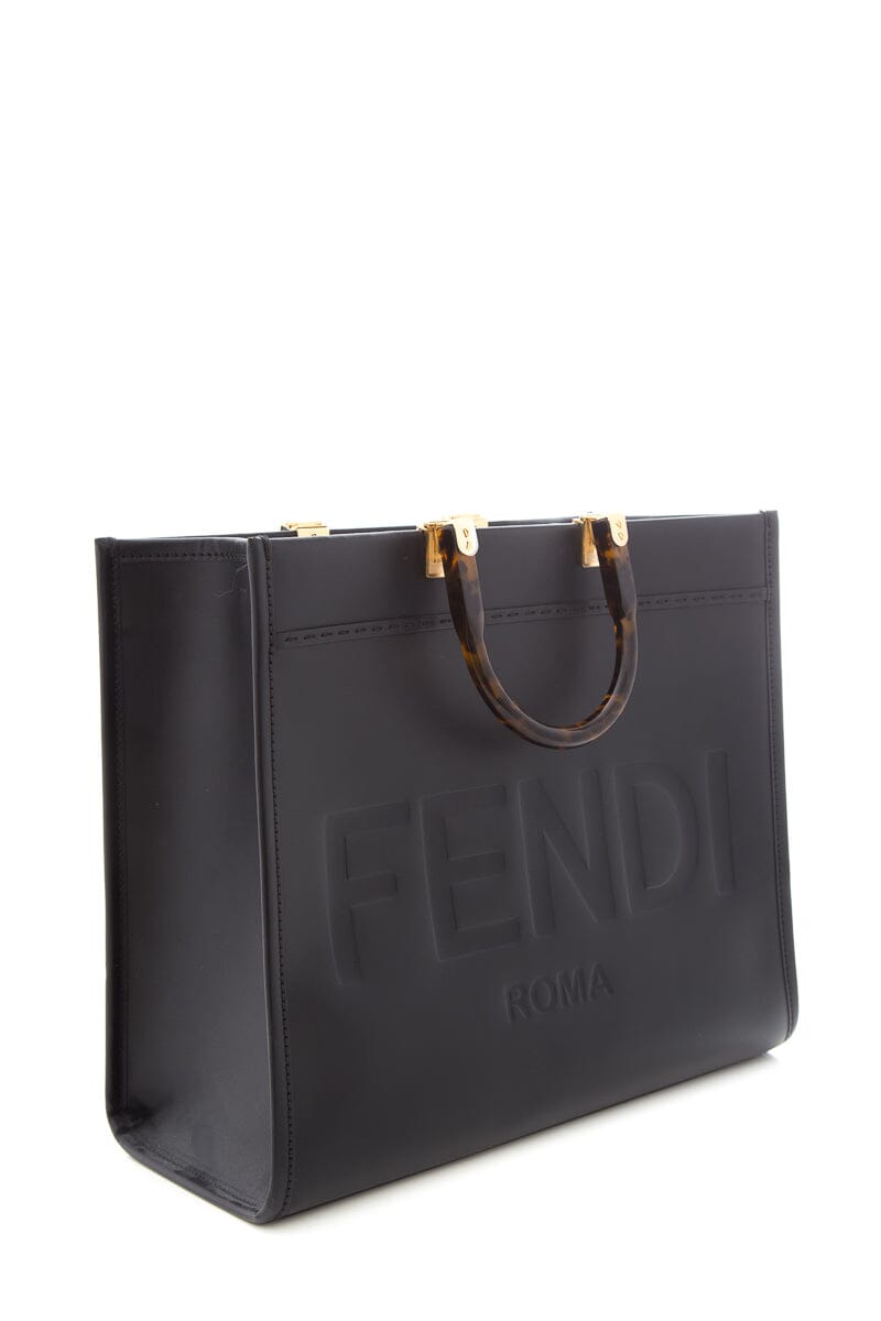 Fendi Black Leather Sunshine Shopper