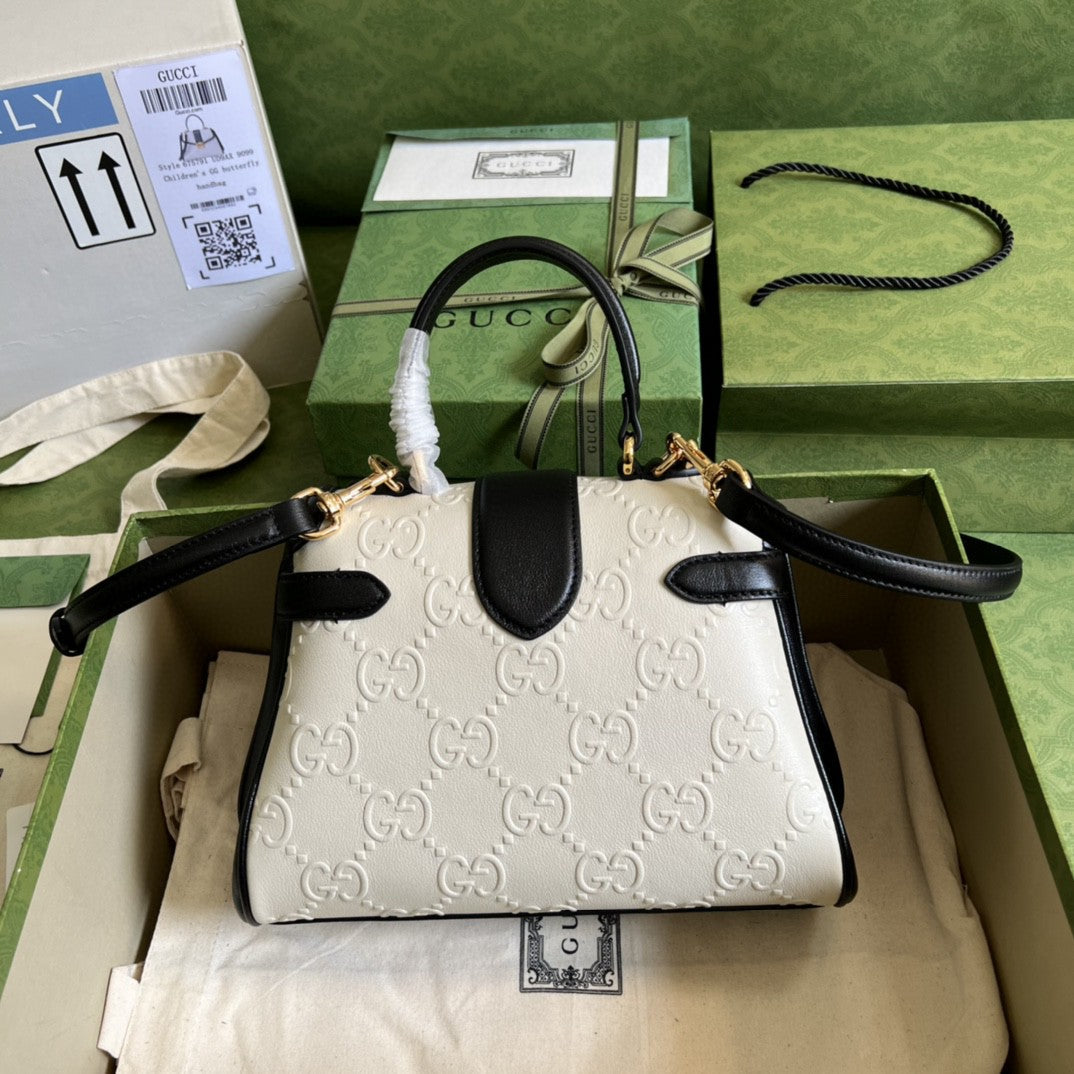 Glami Small Top Handle Bag White Debossed Glami White For Women 11in/29cm  675791 UD9AX 9099