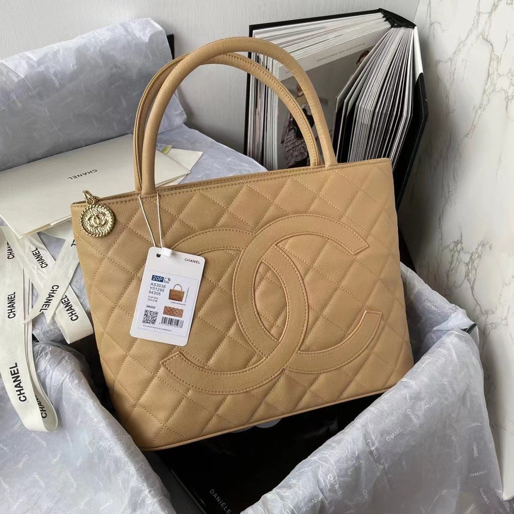 CHLMedallion Tote Shoulder Beige Bag For Women 29cm/11.4in