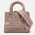 Dior /grey Embroidered Canvas Medium Lady D-Lite Tote