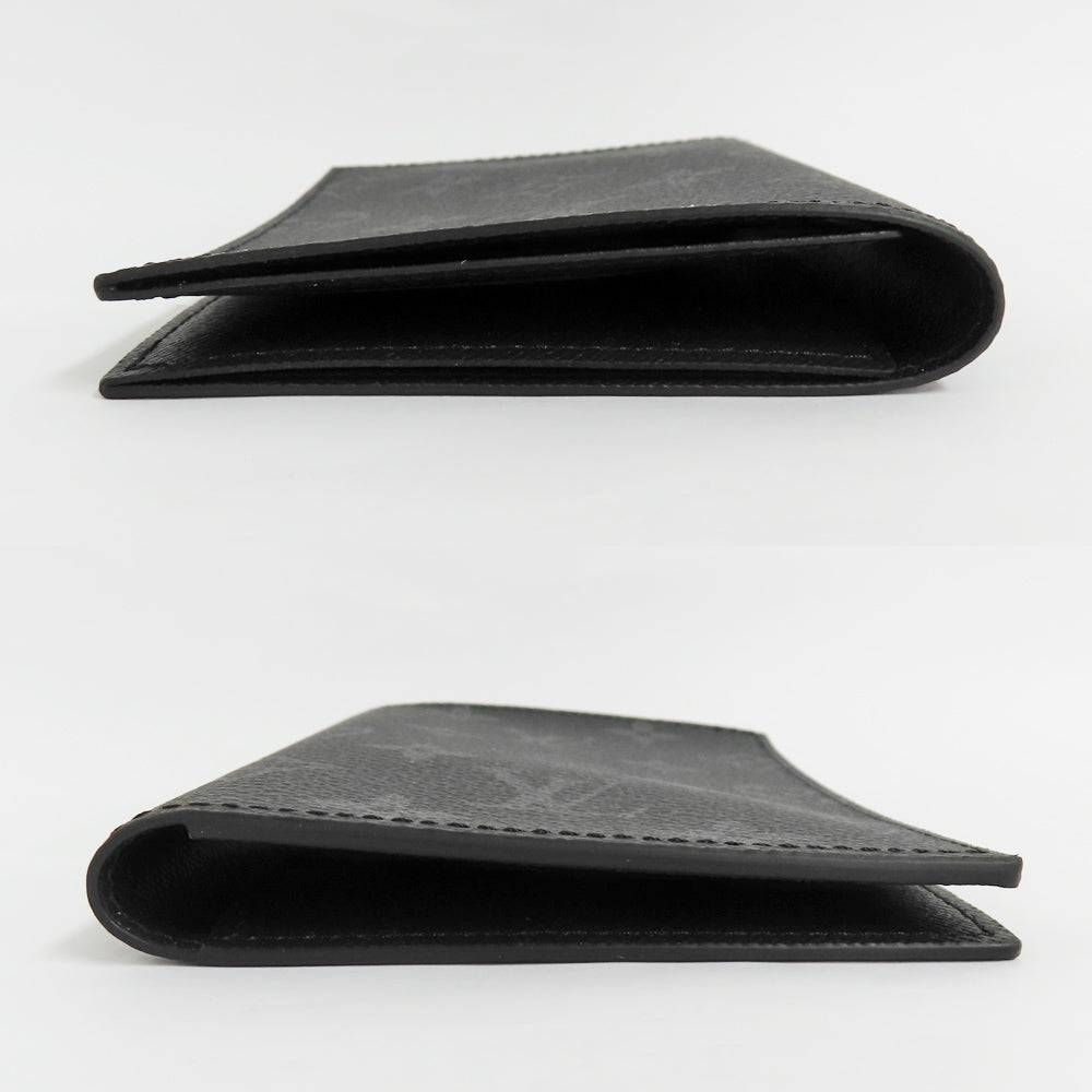 Louis Vuitton M64501 Monogram Passport Cover Small Black Leather Mens